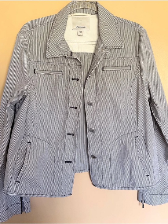 Faconnable Other - Faconnable Light Gray Pinstripe Shirt Jacket